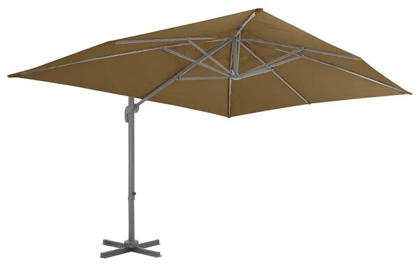 Konzolni vrtni suncobran s aluminijskom šipkom 400x300 cm taupe - Sivo-smeđa 400 x 300 cm 1 8 aluminijskih rebara