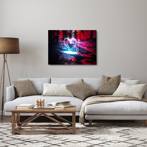 Staklena slika svijetlećeg srca (70x50 cm)