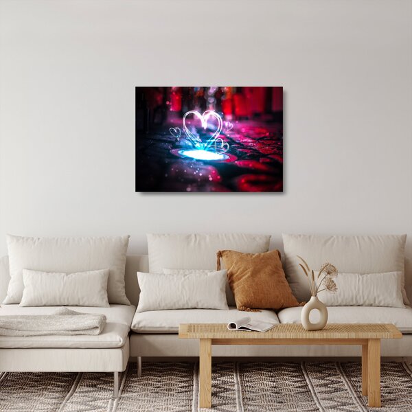 Staklena slika svijetlećeg srca (70x50 cm)