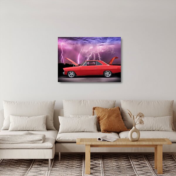 Staklena slika crvenog automobila (70x50 cm)