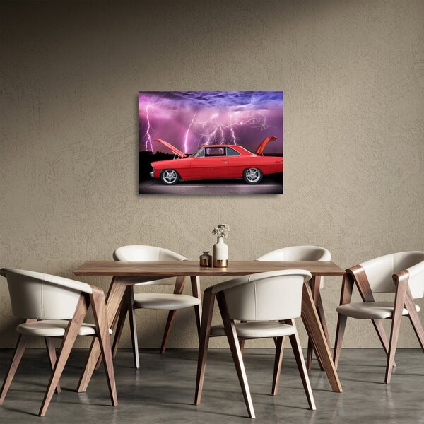 Staklena slika crvenog automobila (70x50 cm)