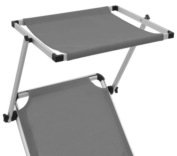 Sklopiva ležaljka s krovom od aluminija i tekstilena siva - Siva 1 Siva