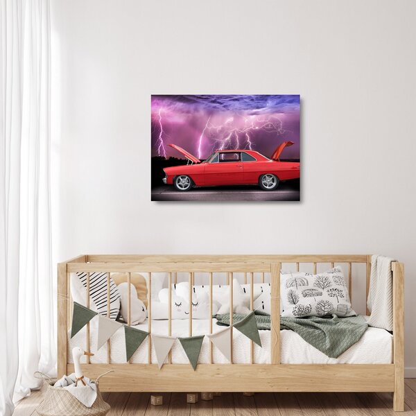 Staklena slika crvenog automobila (70x50 cm)
