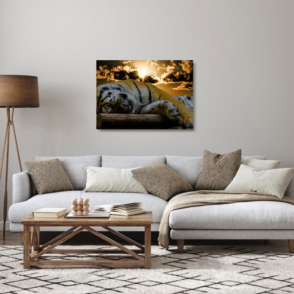 Staklena slika usnulog tigra (70x50 cm)