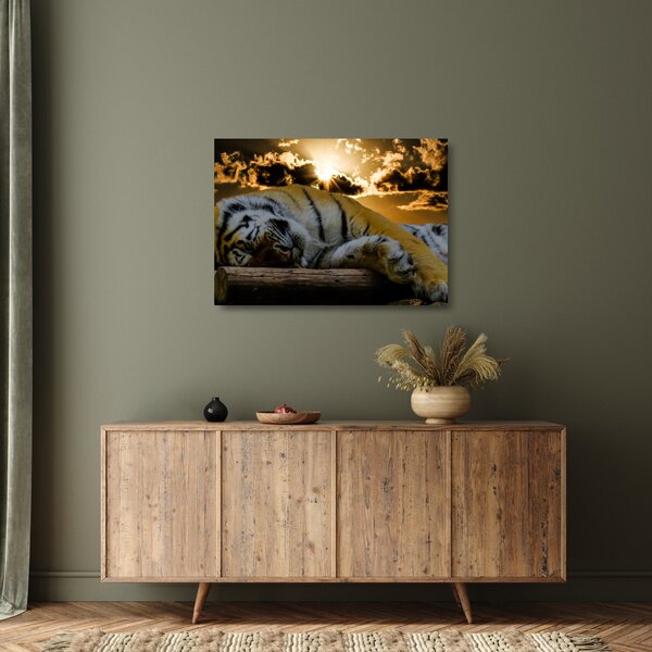Staklena slika usnulog tigra (70x50 cm)