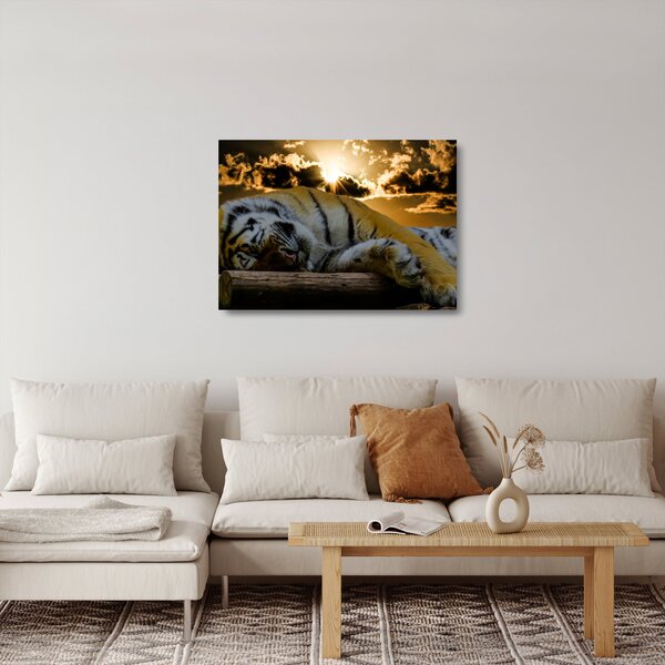 Staklena slika usnulog tigra (70x50 cm)