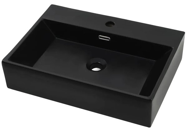 Lavabo - Umivaonik s otvorom za slavinu keramički crni 76 x 42 5 x 14 5 cm - Crna 76 x 42.5 x 14.5 cm Crna 76 x 42.5 x 14.5 cm