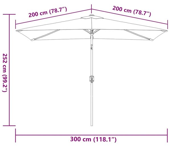 Vanjski suncobran s metalnim stupom 300 x 200 cm antracit - Antracit 1 Antracit