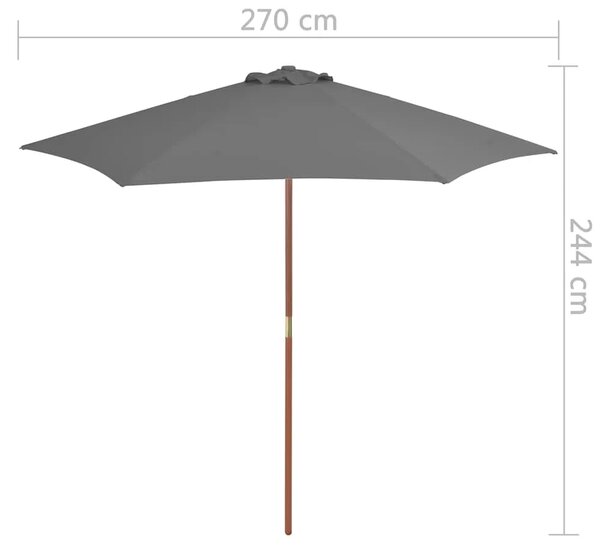 Vanjski suncobran s drvenim stupom 270 cm antracit - Antracit 1 Antracit