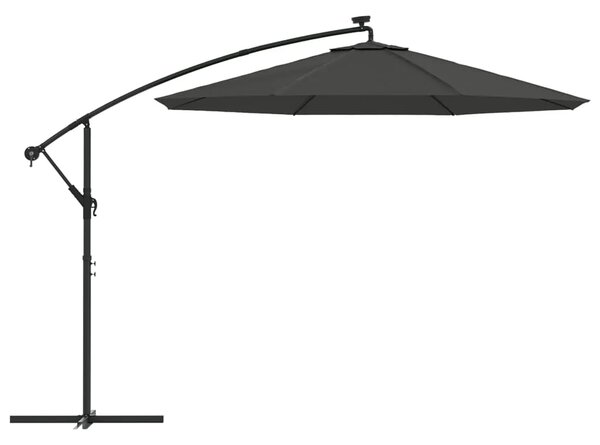 Konzolni suncobran s LED svjetlima i čeličnom šipkom 300 cm - Antracit 300 cm 1 Antracit
