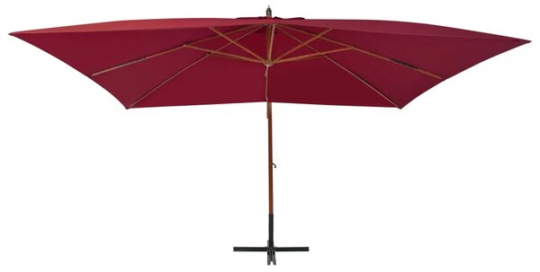 Konzolni vrtni suncobran s drvenim stupom 400 x 300 cm bordo - Crvena 1 Crvena