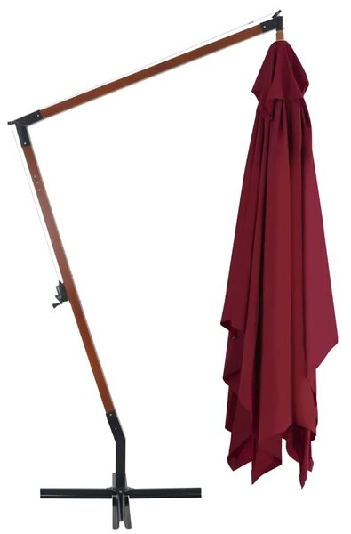 Konzolni vrtni suncobran s drvenim stupom 400 x 300 cm bordo - Crvena 1 Crvena