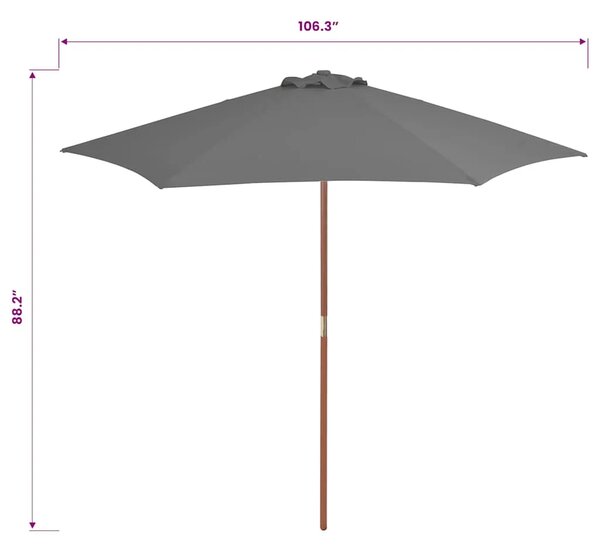 Vanjski suncobran s drvenim stupom 270 cm antracit - Antracit 1 Antracit