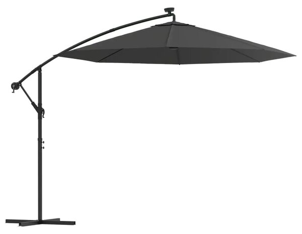 Konzolni suncobran s LED svjetlima i čeličnom šipkom 300 cm - Antracit 300 cm 1 Antracit