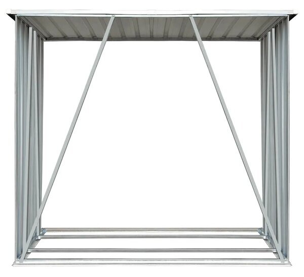 Spremište za drva - Vrtna ostava za drva od pocinčanog čelika 163 x 83 x 154 cm siva - Siva Siva
