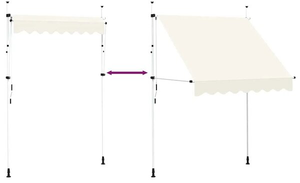 Tenda na ručno uvlačenje 200 cm krem - Krema 1 bijeli okvir 200 cm