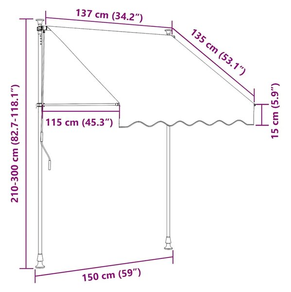 Tenda na ručno uvlačenje 150 cm krem - Krema 1 bijeli okvir 150 cm