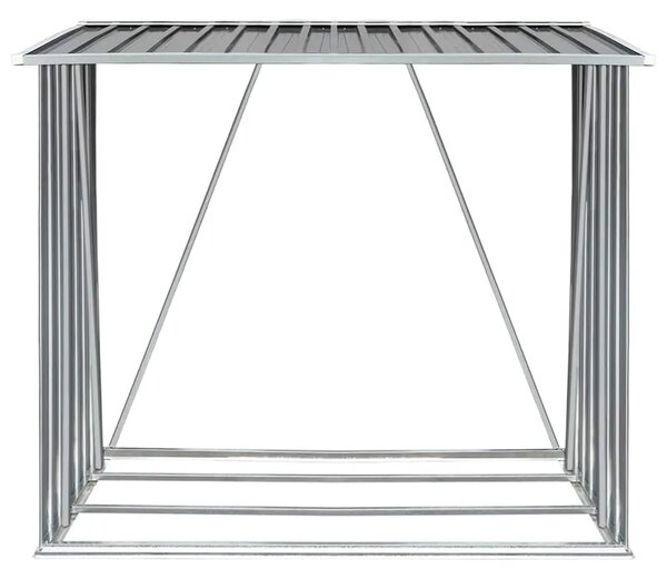 Spremište za drva - Vrtna ostava za drva od pocinčanog čelika 163 x 83 x 154 cm siva - Siva Siva
