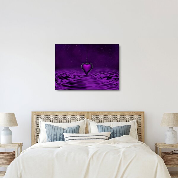 Staklena slika ljubičastog srca (70x50 cm)
