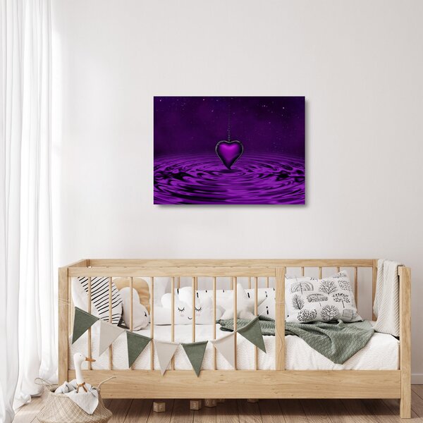 Staklena slika ljubičastog srca (70x50 cm)