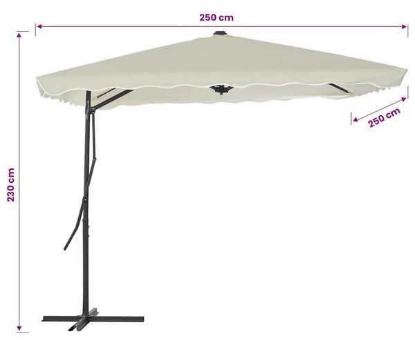 Vanjski suncobran s čeličnim stupom 250 x 250 cm boja pijeska - Pijesak 1 Pijesak