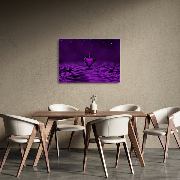 Staklena slika ljubičastog srca (70x50 cm)