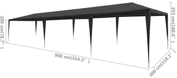 Šator za svadbe - šator za zabave 3 x 9 m PE antracit - Antracit 3 x 9 m 1 Antracit
