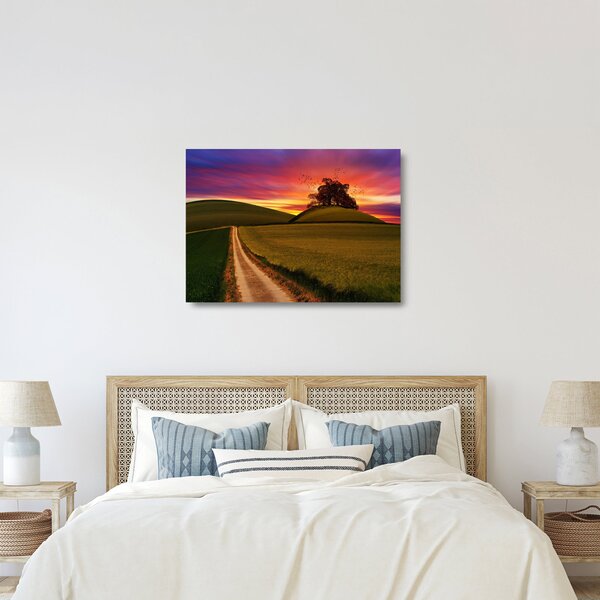 Staklena slika polja i obojenog neba (70x50 cm)