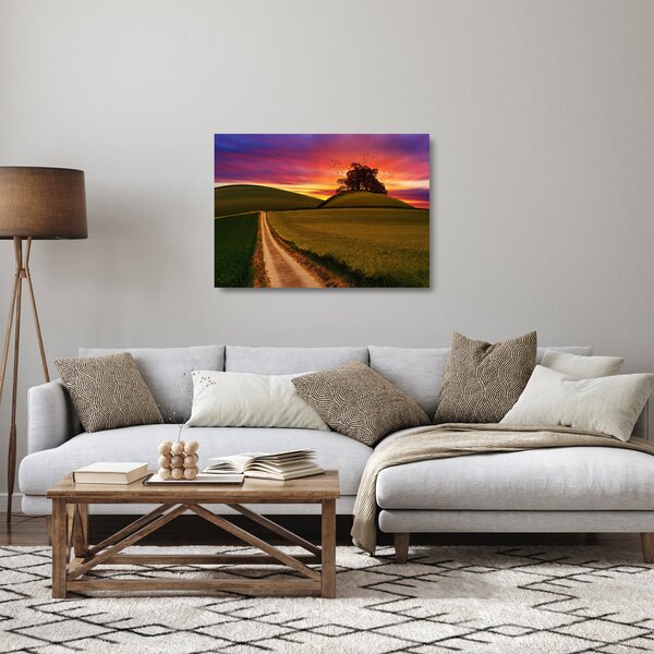 Staklena slika polja i obojenog neba (70x50 cm)