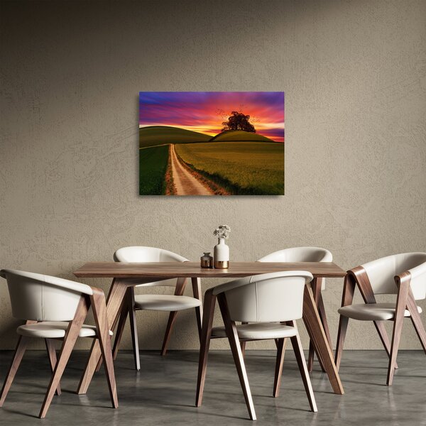 Staklena slika polja i obojenog neba (70x50 cm)