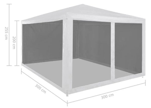 Šator za svadbe - šator za zabave s 4 mrežasta bočna zida 3 x 3 m - Bijela 3 x 3 m 1 s 4 bočna zida
