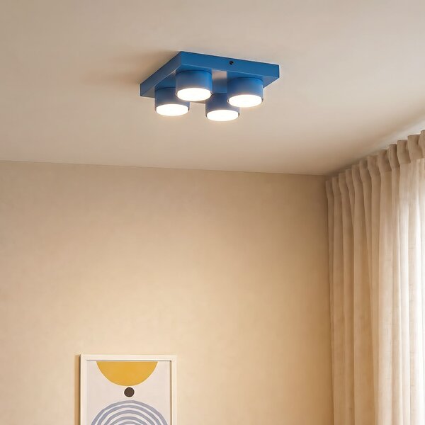 TK Lighting Stropna svjetiljka Brix, plava, dugačka 23 cm, s 4 žarulje, GX53, prigušiva, Plava, Dnevni boravak/blagovaonica, Metal