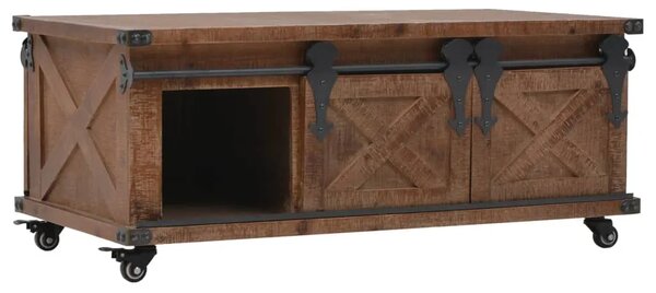 Stolić za kavu od masivne jelovine 91 x 51 x 38 cm smeđi