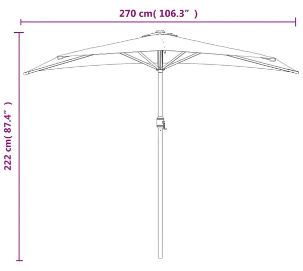 Balkonski suncobran s aluminijskom šipkom 270x144 cm - Pijesak 1 Pijesak