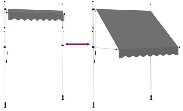 Tenda na ručno uvlačenje 200 cm antracit - Antracit 1 bijeli okvir 200 cm