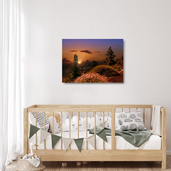 Staklena slika prirode sa zalaskom sunca (70x50 cm)