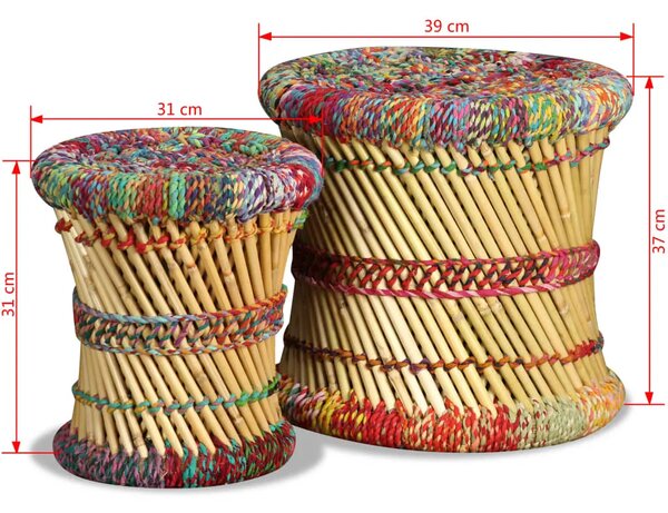 Stolci od bambusa sa chindi detaljima 2 kom višebojni - Šareni 2 Šareni