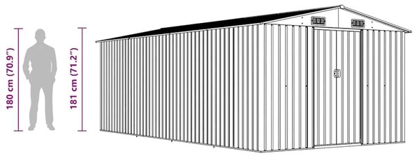 Vrtna kućica - Vrtno spremište 257 x 489 x 181 cm metalno smeđe - Smeđa 257 x 489 x 181 cm 1 Smeđa