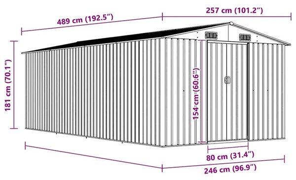 Vrtna kućica - Vrtno spremište 257 x 489 x 181 cm metalno smeđe - Smeđa 257 x 489 x 181 cm 1 Smeđa