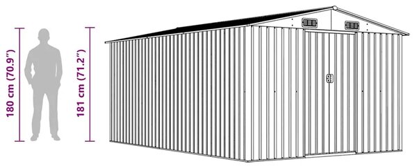 Vrtna kućica - Vrtno spremište 257 x 392 x 181 cm metalno smeđe - Smeđa 257 x 392 x 181 cm 1 Smeđa