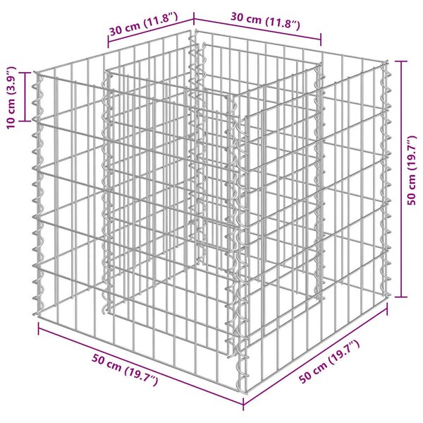Gabionska sadilica od pocinčanog čelika 50 x 50 x 50 cm - 50 x 50 x 50 cm 1 50 x 50 x 50 cm