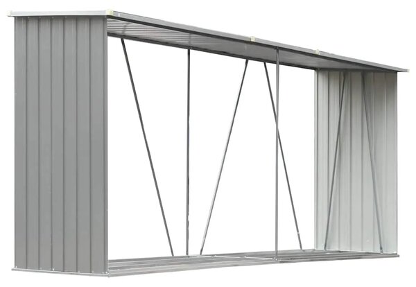 Spremište za drva - Vrtna ostava za drva od pocinčanog čelika 330x84x152 cm siva - Siva Siva