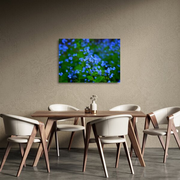 Staklena slika plavog cvijeća (70x50 cm)