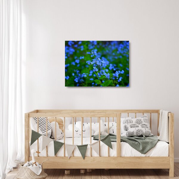 Staklena slika plavog cvijeća (70x50 cm)