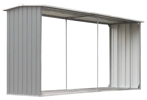Spremište za drva - Vrtna ostava za drva od pocinčanog čelika 330x92x153 cm siva - Siva Siva