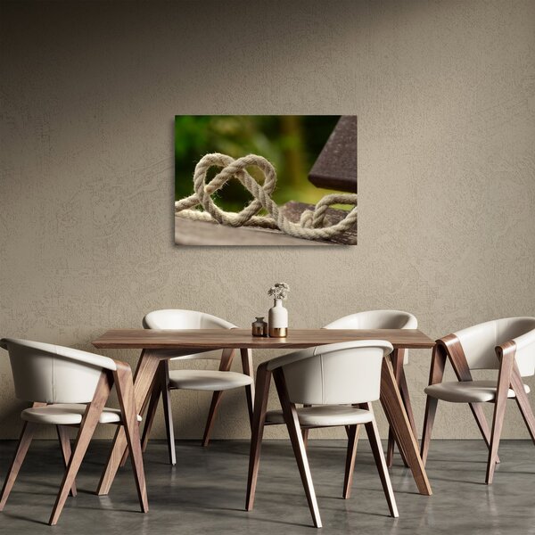 Staklena slika srca od užeta (70x50 cm)