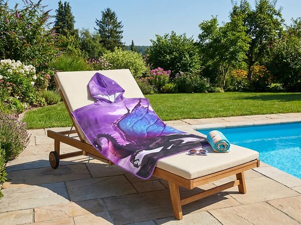 Dječje pončo ZMAJ ljubičasto Dimenzije: 60 x 120 cm