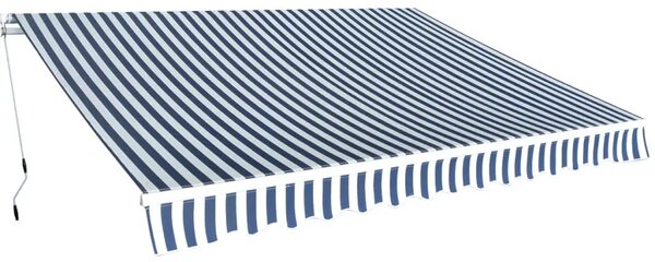 Sklopiva tenda na ručno upravljanje 350 cm crno-bijela - Plava i bijela 350 cm 1 Plava i bijela