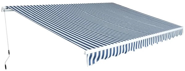 Sklopiva tenda na ručno upravljanje 450 cm crno-bijela - Plava i bijela 450 cm 1 Plava i bijela