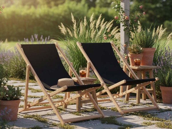 ATMOWOOD Drvena vrtna ležaljka crna